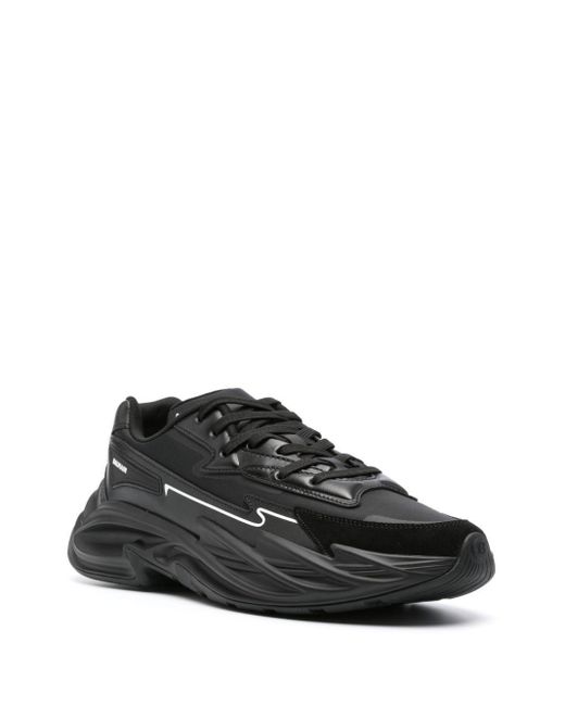 Balmain Black Leather Run-row Sneakers for men