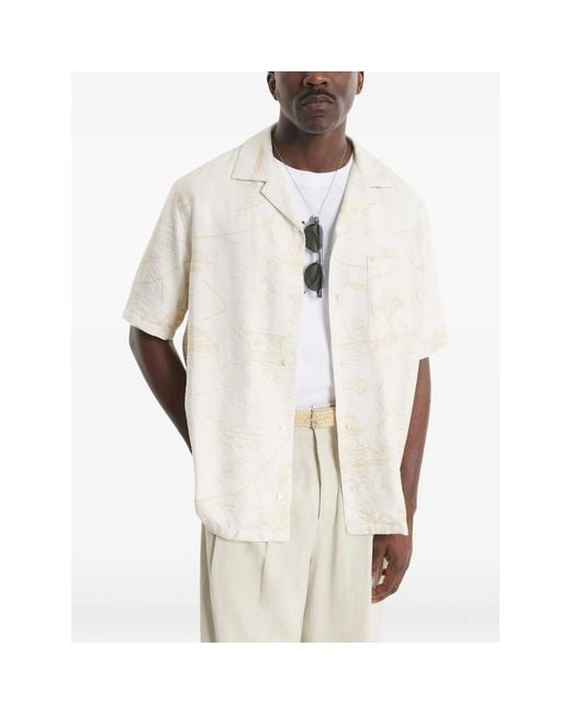 Maison Kitsuné White Parisian Map Resort Shirt for men