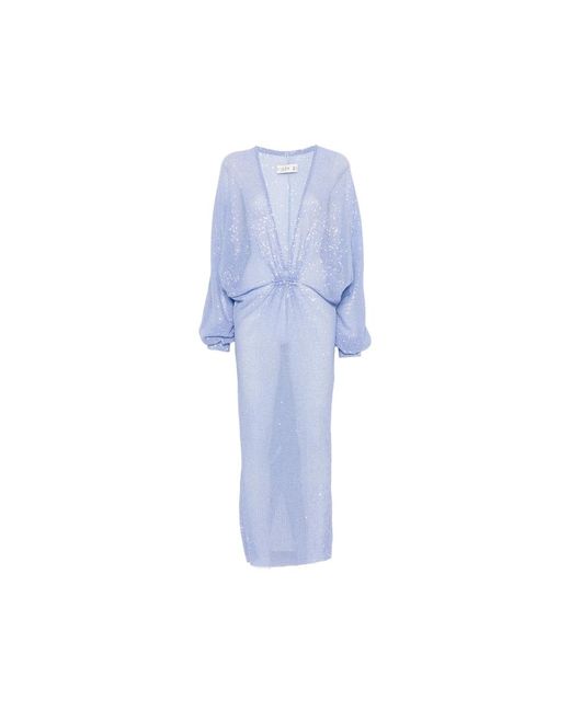L'idée Blue Drembellished Pleated Maxi Dress