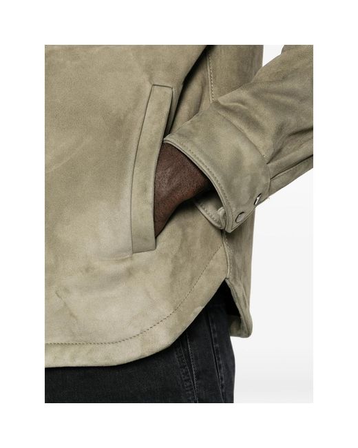 SANTORO Green Suede Press-Stud Jacket for men