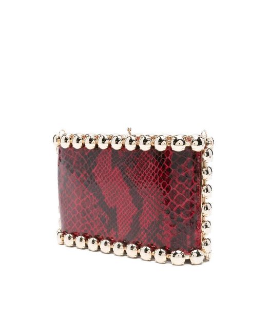 Rosantica Red Snakeskin Clutch Bag