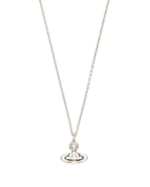 Vivienne Westwood White Orb Pendant Chain Necklace