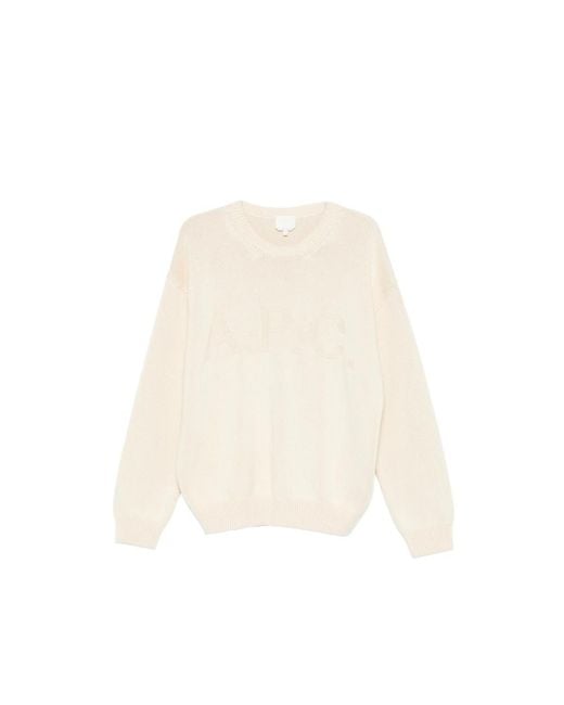 A.P.C. Natural A. P.C. Logo-Detail Crew-Neck Sweater for men