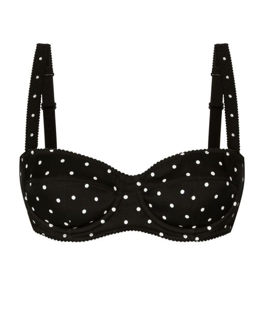 Dolce & Gabbana Black Polka Dot-Print Balconette Bra