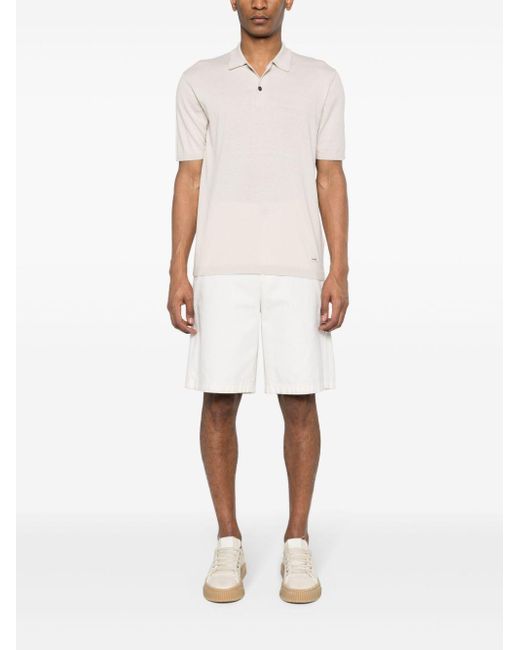 Calvin Klein White Rubberised-Logo Knitted Polo Shirt for men