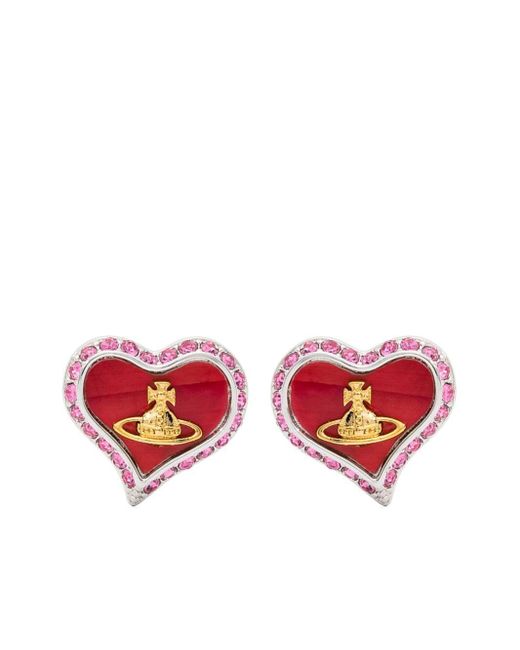 Vivienne Westwood Red Petra Heart-Shape Earrings