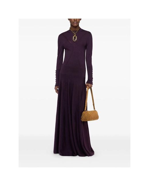 Rabanne Purple Button-Cuff Knitted Sweater