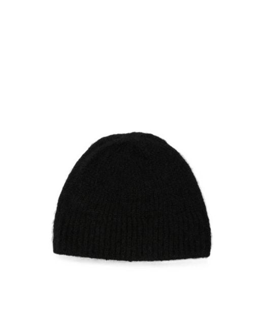 Dries Van Noten Black Ribbed-Knit Beanie Hat for men