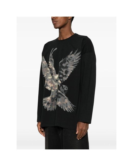 PDF Black Graphic-Print Long-Sleeves Sweatshirt for men