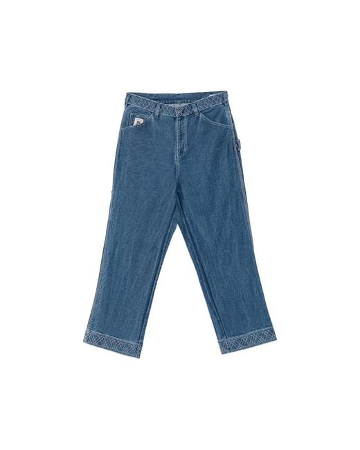 Bode Blue Embroidered Trousers for men