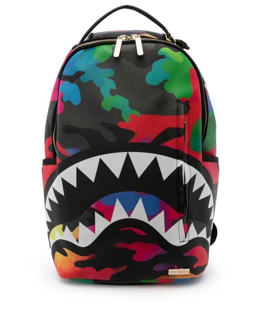Sprayground Black Shark Camouflage-print Backpack for men