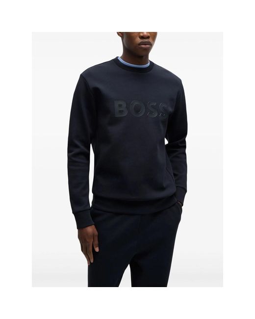 Boss Blue Logo-Print Sweatshirt for men