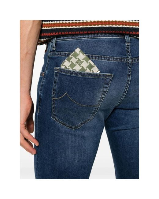 Jacob Cohen Blue Nick Logo-Patch Jeans for men