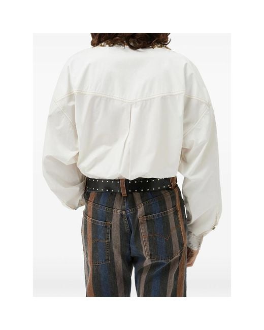 Versace White Embroidered Cotton-Poplin Shirt for men