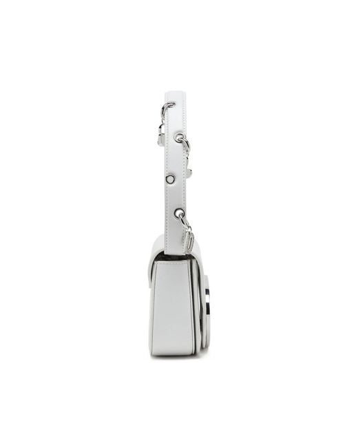 DIESEL White Shoulder Bag Calf Leather