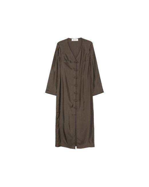 Rohe Brown Frog Button Midi Dress