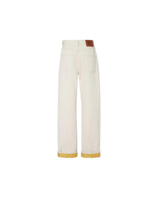 Fendi White Wide Jeans