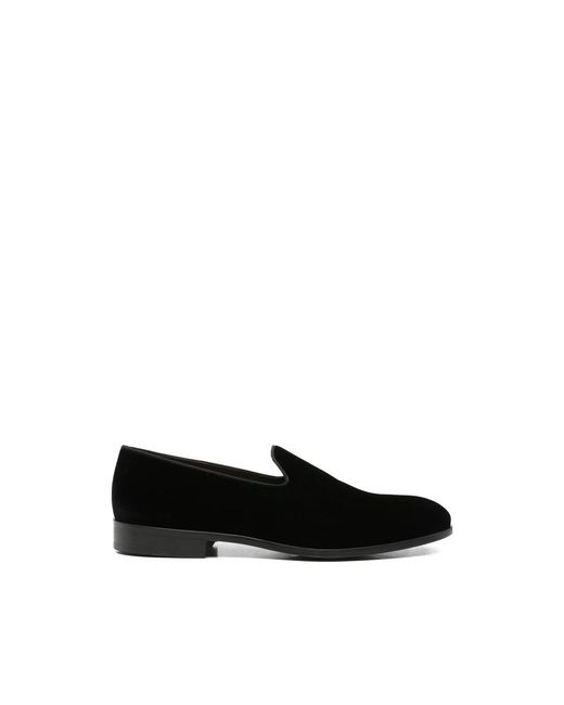 Doucal's Black Velvet-Effect Loafers for men