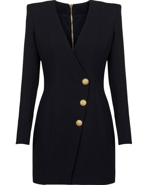 Balmain Wool Double-breasted Blazer Dress In Black - Save 24% 