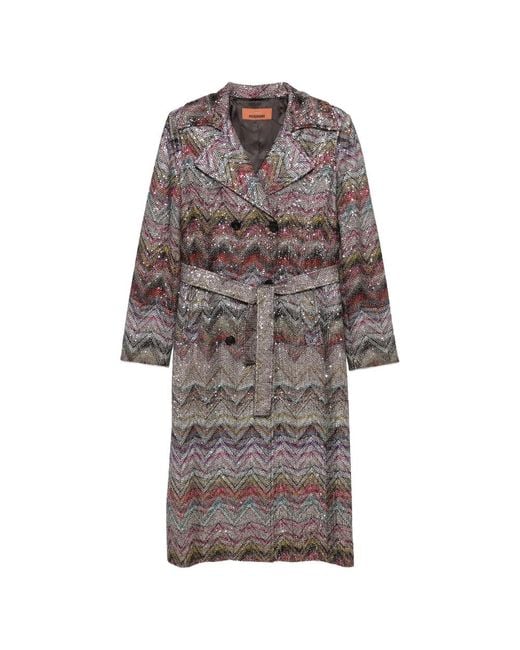 Missoni Brown Viscose Blend Trench Coat