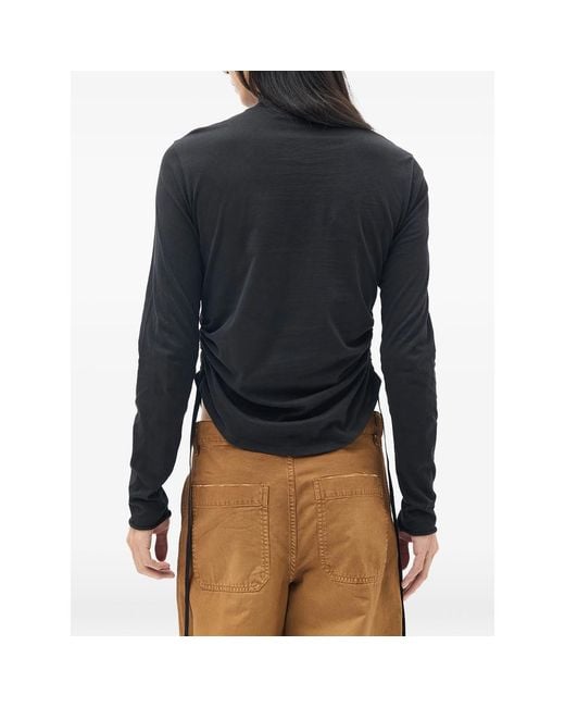 Ann Demeulemeester Blue Lenart Mock-Neck T-Shirt for men
