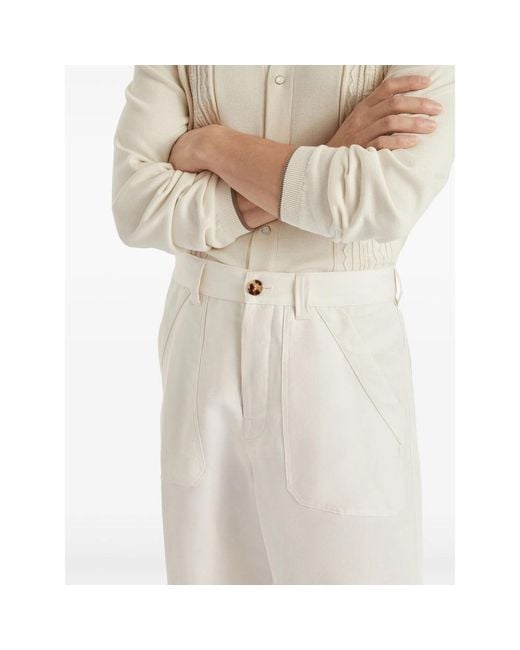Brunello Cucinelli White Straight Trousers for men