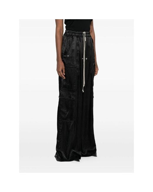 Rick Owens Black Cargobelas Drawstring Trousers