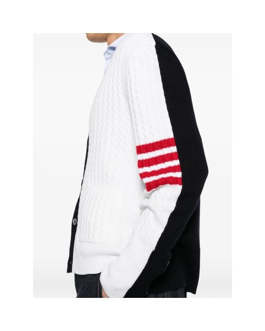 Thom Browne Black 4-Bar Cable-Knit Cardigan for men