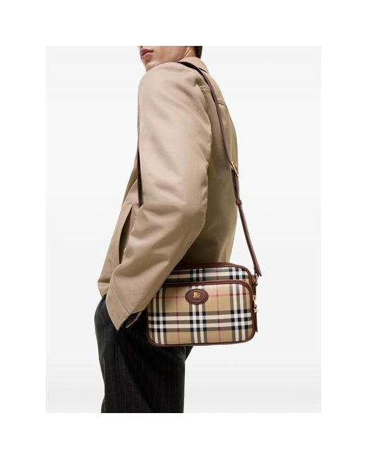 Burberry Brown Check Pocket Crossbody Bag for men