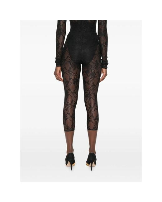 ANDAMANE Black Loli Lace-Panelled Cropped Trousers