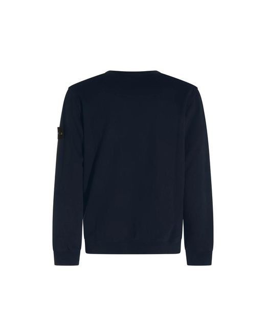 Stone Island Blue Logo-Patch Crew-Neck Sweater for men