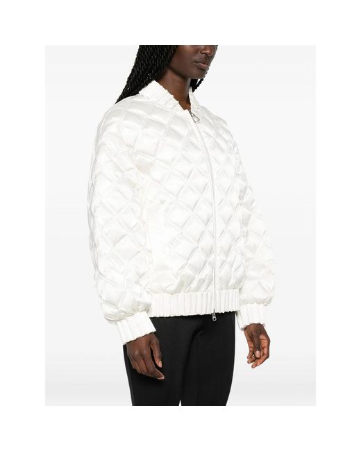 RAXXY White Quilted-Pattern Bomber Jacket