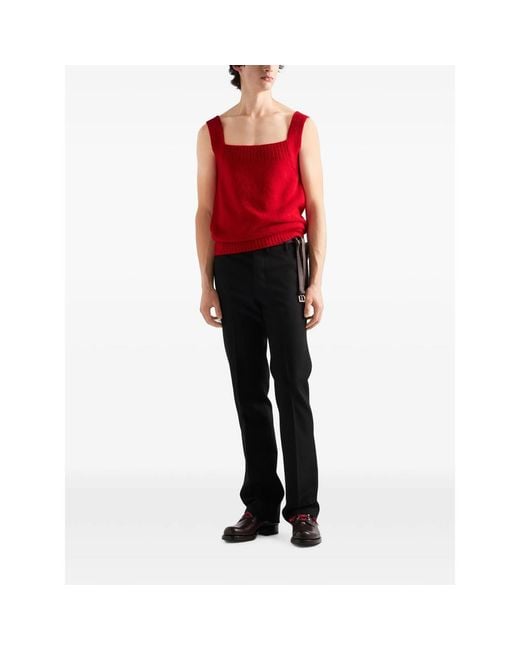 Prada Red Shetland Wool Tank Top for men