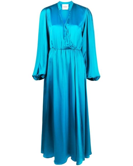 CRI.DA Blue Satin-Finish Silk Gown