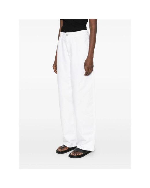Lemaire White Wide Trousers