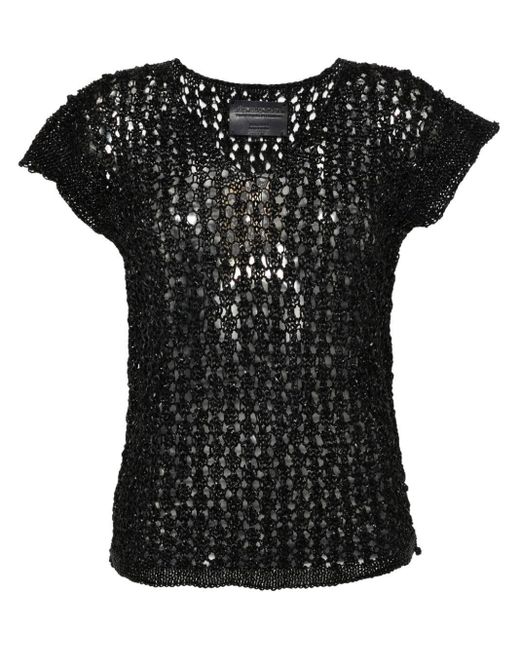 Dragon Diffusion Black Knitted Leather Top