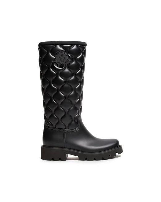 Moncler Black Kickstream Quilted Logo-Patch Boots