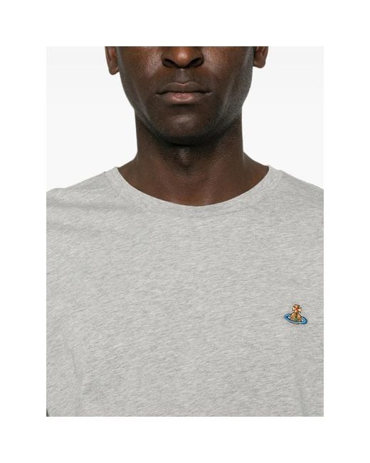 Vivienne Westwood Gray Orb-Embroidered T-Shirt for men