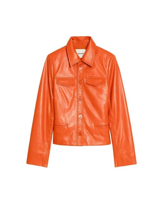 Zadig & Voltaire Orange Leather Jackets