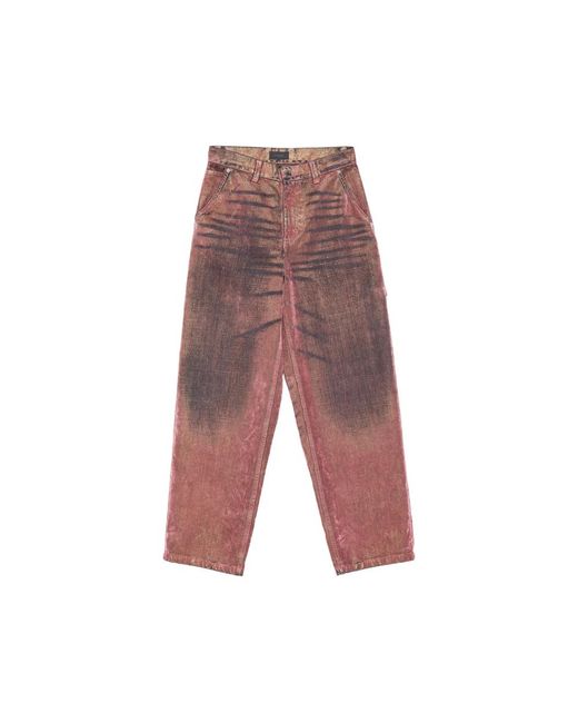 Haikure Red Washed-Effect Hammer-Loop Jeans