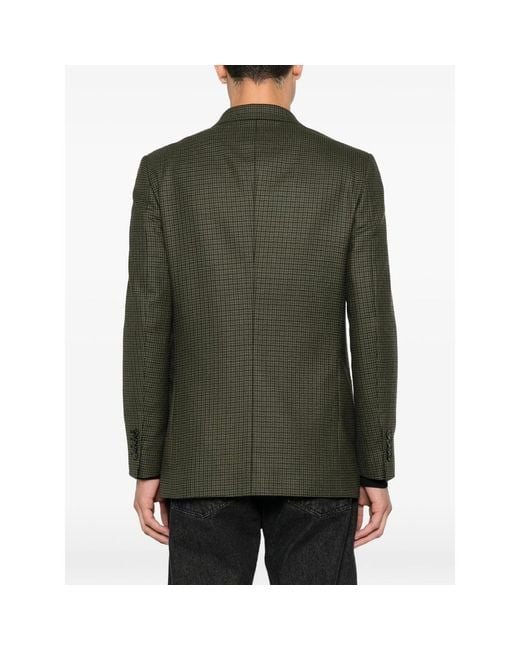 Reveres 1949 Green Houndstooth-Pattern Single-Breasted Blazer for men
