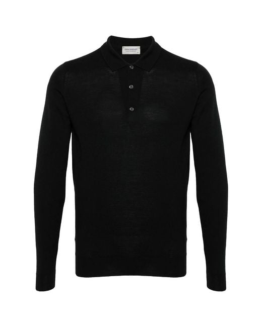 John Smedley Black Belper Polo Shirt for men