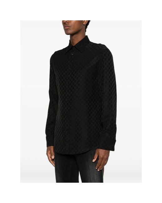 Gucci Black Logo-Pattern Shirt for men