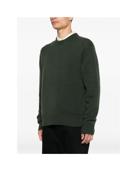 Diana Studio Green Ribbed-Trim Crew-Neck Sweater for men