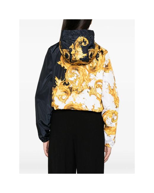 Versace Jeans Couture Metallic Baroque-Print Hooded Jacket