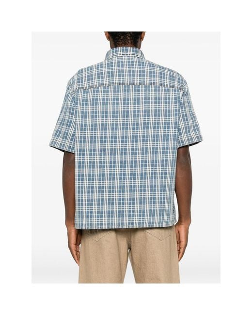 Burberry Blue Check Short-Sleeve Shirt for men