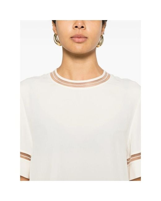 Fabiana Filippi White Ivory Round Neck Top With Keyhole Detail