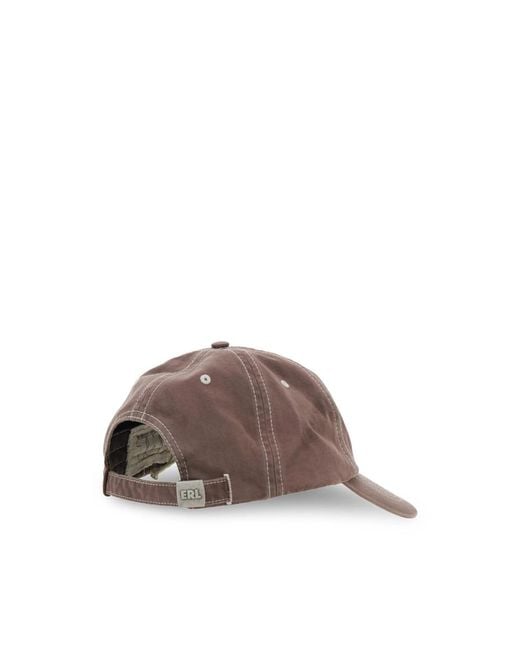 ERL Brown Cotton Embroidered Cap for men