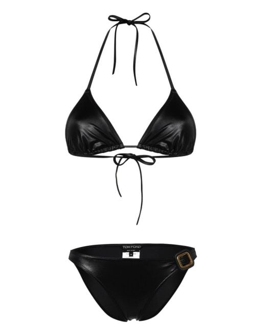 Tom Ford Black Buckle-Detail Bikini