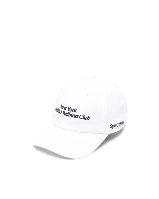 Sporty & Rich White Embroidered-Logo Baseball Cap